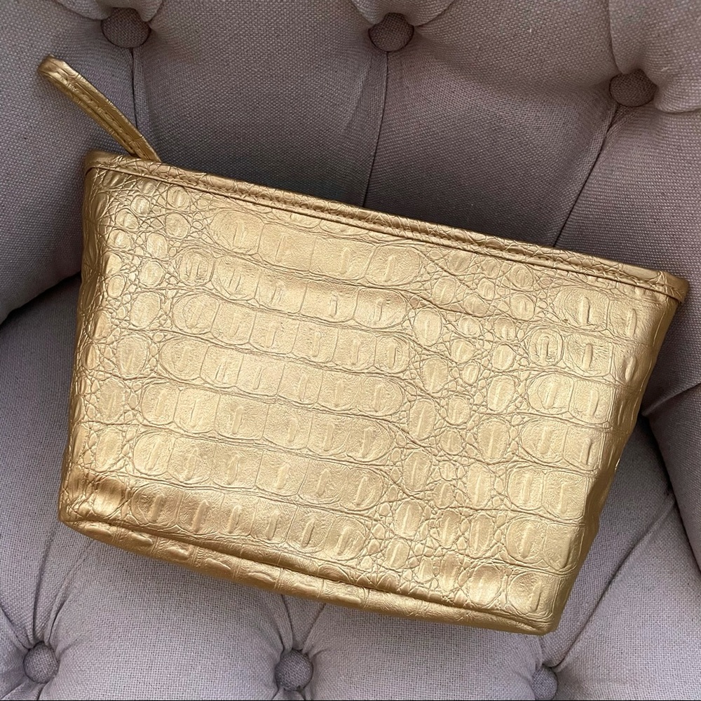 💛 New Elizabeth Arden Cosmetic Bag makeup Pouch case gold metallic